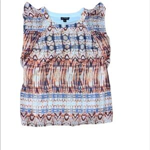I.N. Studio women’s sleeveless tribal print Top with flutter style sleeve